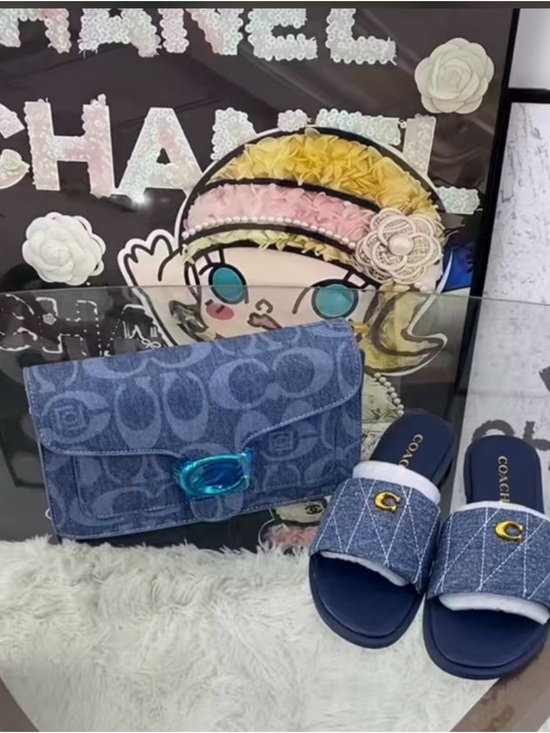 Coach Other - Coach Kids Denim Logo Slide Sandals and Denim Crossbody Clutch - Blue